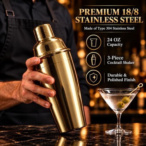 10-Piece Cocktail Shaker Set,24 oz 3-piece cocktail shaker,304(18/8)SS - view 3