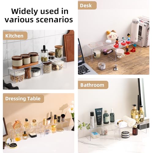 Cabinet Shelf, 8-Pack Clear Organizer Riser 12.4L × 4W × 4.6H in - view 5