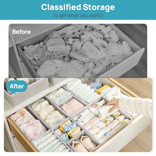18 Pack Baby Clothes Organizer, Foldable Fabric Drawer Bins - view 2