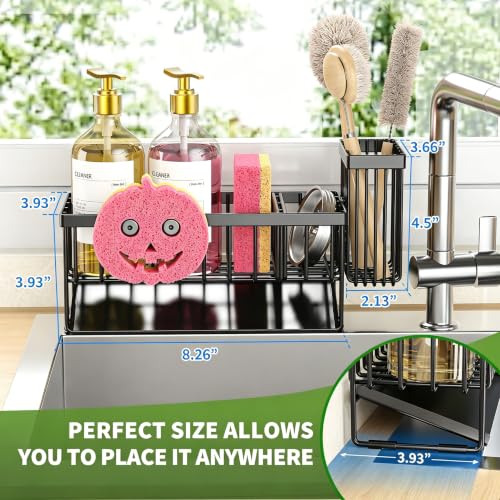 Sponge Holder for Kitchen Sink, Smiley Face Sink Caddy with Removable Brush Holder,Self-Draining Sponge Caddy for Sponge,Soap,Dish Brush,Scrubber,Kitchen Essentials and Gadgets - view 5