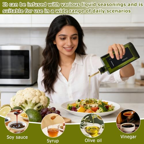 Dark Green Glass Olive Oil Dispenser for Kitchen 17 oz,UV Protected Jar - view 7