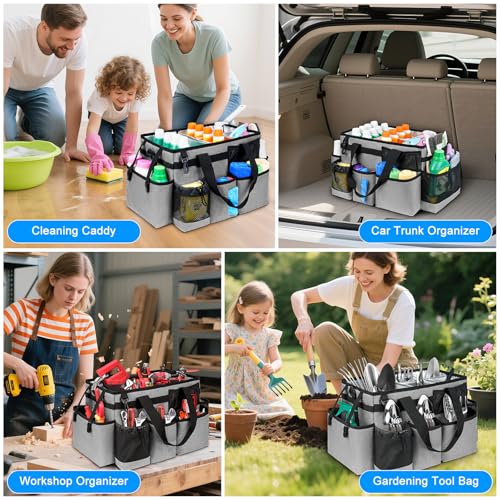 Cleaning Caddy Bag, Cleaning Supplies Organizer for Housekeepers, Housekeeping Caddy with Handle and Detachable Padded Cushion, Gray - view 6