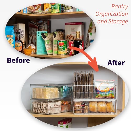 Pantry Organizer Storage Bin with Divider & Lid, 2 Pack - view 2