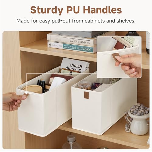 Narrow Closet Baskets, 14¾"L x 6¼"W x 8¼"H, 2-Pack, Beige - view 4