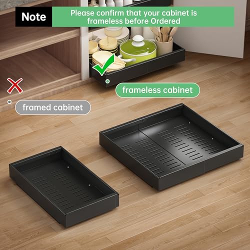 Pull out Cabinet Organizer, 2 pack, 16.5" Deep Heavy Slide out Drawers, Upgraded Full Extension 3-Rail System, Expandable 12.8"-20.8" Roll out Shelf Storage for Kitchen Cabinet Organization - view 5