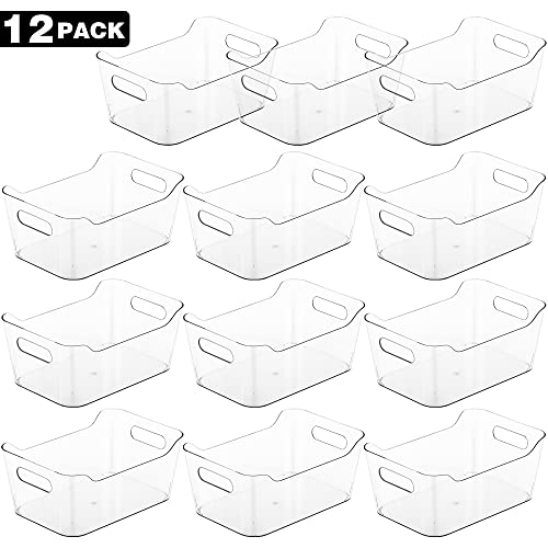 12 Pack Plastic Storage Bins, Multi-Use Organizer Bins, Pantry Organizer, Clear Storage Containers for Home, Kitchen, Office, Cabinet, Shelf and Fridge Organization - view 4