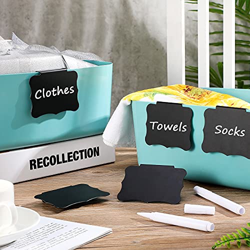 Plastic Basket Bin Label Clip on Removable Basket Label Kitchen Pantry Basket Label Clip with White Chalk Markers Kitchen Clip Label Holders for Storage Bin Clip Basket Box Hanging Label (18 Pieces) - view 5