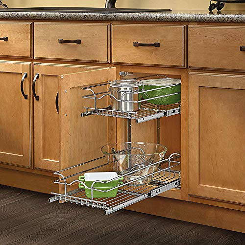 5WB2-1218-CR - 12 in. W x 18 in. D Base Cabinet Pull-Out Chrome 2-Tier Wire Basket - view 4