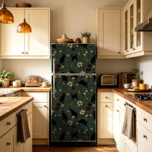 Dark Green Gothic Black Cats Peel and Stick Wallpaper 17.5" x 118" - view 6