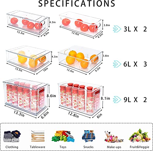 4Pack Stackable Refrigerator Organizer Bins Pull Out Drawer Large Vegetable Fruit Storage for Fridge Organizer Drawers with Handle Clear Food Storage Container Box for Kitchen Pantry Cabinet - view 3