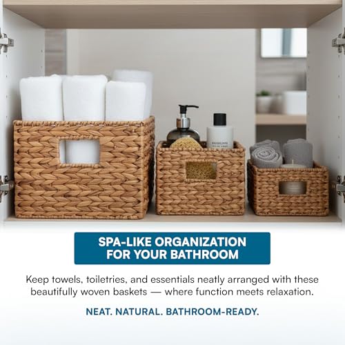 Woven Water Hyacinth Wicker Storage Baskets, Nesting Set of 3 - view 6