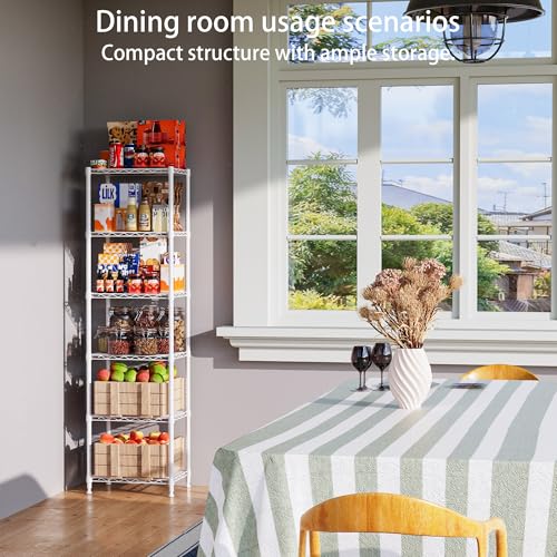 6 Wire Shelving Steel Storage Rack Adjustable Unit Shelves for Laundry Bathroom Kitchen Pantry Closet (16.7L x 11.9W x 64H, White) - view 4