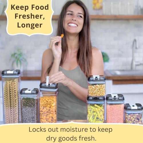 Airtight Food Storage Containers with Lids – 7 Piece Assorted Size Kitchen Pantry Organization Set, BPA-Free Clear Plastic, Stackable Containers for Cereal, Flour, Sugar, Rice, Snacks - view 3