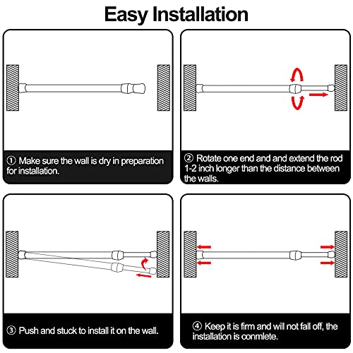 Cupboard Bars Adjustable Spring Tension Rods Black Extendable Rod - view 4