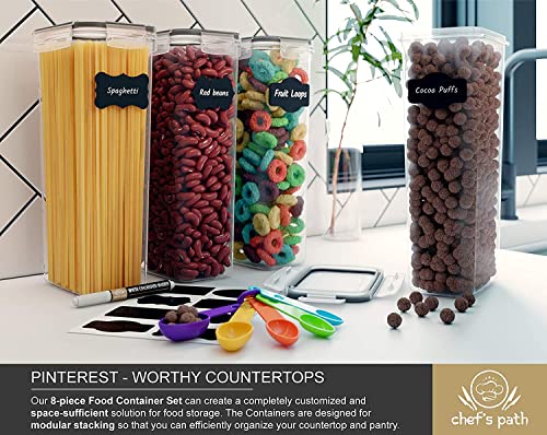 Kitchen Storage Box Set - 8 Airtight Food Jars for Storing Spaghetti, Pasta, Flour, Cereals, Pet Food Preservation, BPA Free (3 quarts) - view 6
