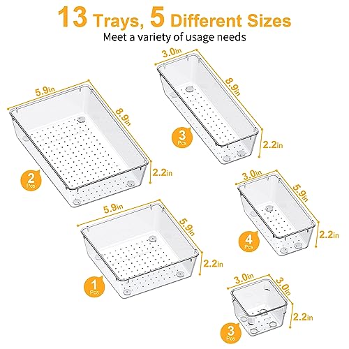 13-Piece Drawer Organizers with Non-Slip Silicone Pads, 5-Size - view 3