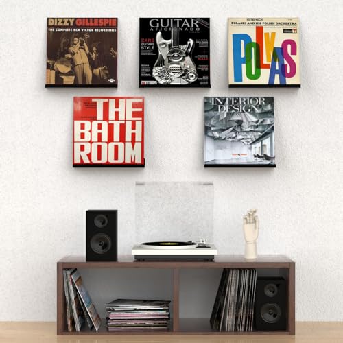 Acrylic Vinyl Record Holder Wall Mount – 8 Pack 12-Inch Floating Vinyl Shelves, Black Record Display Frames for LP Albums & Wall Decor - view 4