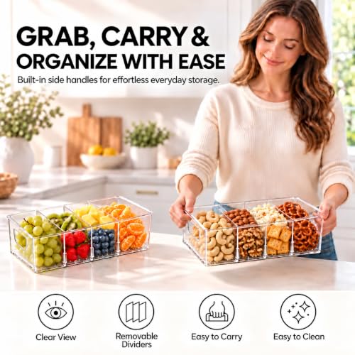 2-Pack Fridge Organizers and Storage, Snack Bins with Removable Dividers - view 3