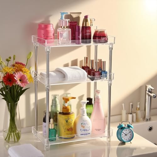 Body Spray Organizer,Acrylic 3 Tier Corner Bathroom Counter Organizer Clear