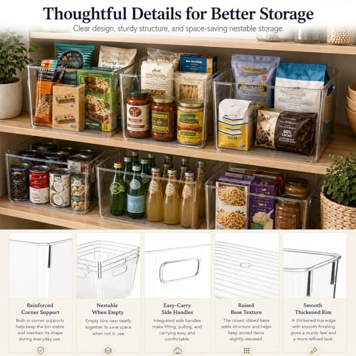 4 Pack Extra Large Clear Plastic Storage Bins 13x10x8in Organizers - view 6