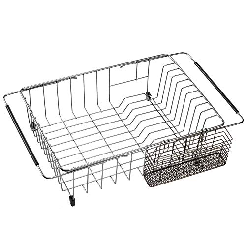 Cutlery Utensil Silverware Drying Rack, Flatware Storage Solution Basket with Hooks for Kitchen Dish Drainer Dish Drying Rack, Rust Proof Nickel - view 5