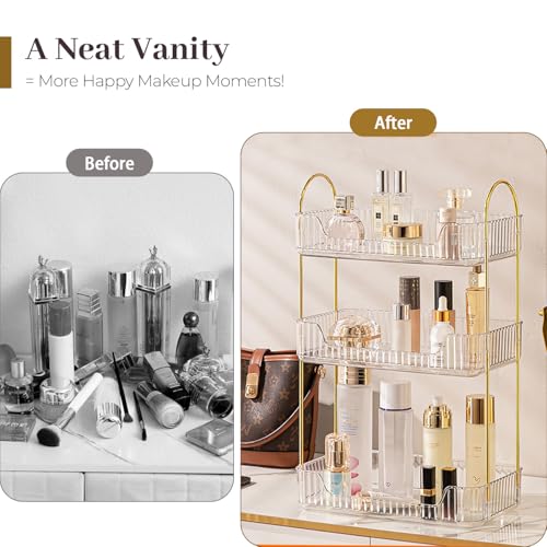 Bathroom Counter Organizer, 3 Tier Perfume Skin Care Countertop Storage Shelf, Vanity Makeup Tray for Cosmetic Skincare Lotion,Clear - view 6