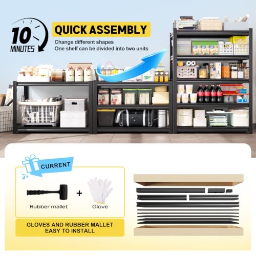 4 Pack 35"Wx16"D Metal Storage Shelves, 5-Tier 71"H Garage Organizer Shelf - view 5