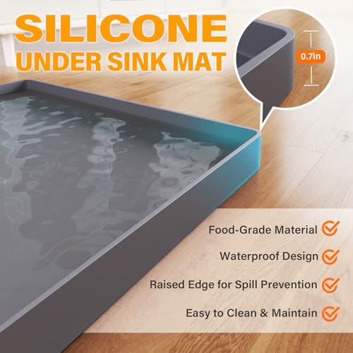 Waterproof Under Sink Mat, 34" x 22", Dark Gray - view 2