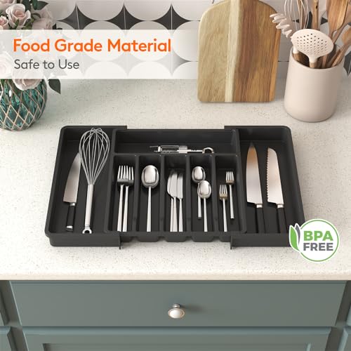 Extra Large Silverware Drawer Organizer, Expandable Utensil Tray - view 6