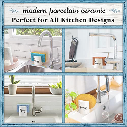 Sponge Holder for Kitchen Sink - Rustic Farmhouse Home & Kitchen Decor - White Ceramic - view 6