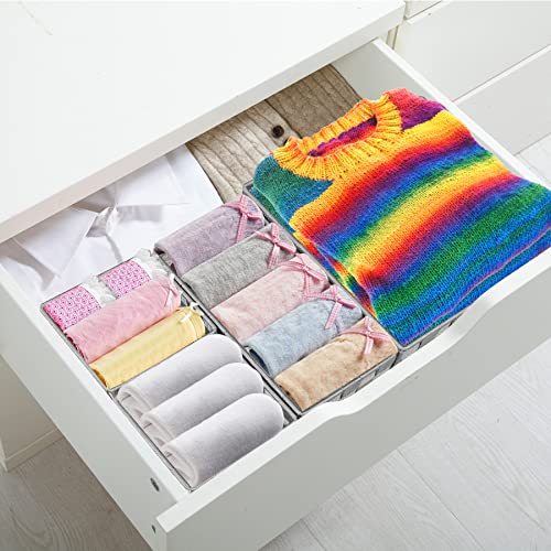 Drawer Organizer Bins,Woven Strap Storage Box Cube Basket Containers Divider for Organizing drawers, Shelves, Closets, Cabinets, Dressers and Countertops,set of 4, Light Grey - view 5
