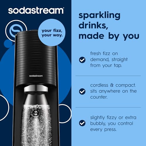 TERRA Sparkling Water Maker, Value Bundle, CQC CO2 System, Includes 2 Quick Connect 60L CO2 Cylinders, 3 Dishwasher Safe BPA Free Bottles, 2 bubly Flavor Drops, Make your own Pepsi, Black - view 3