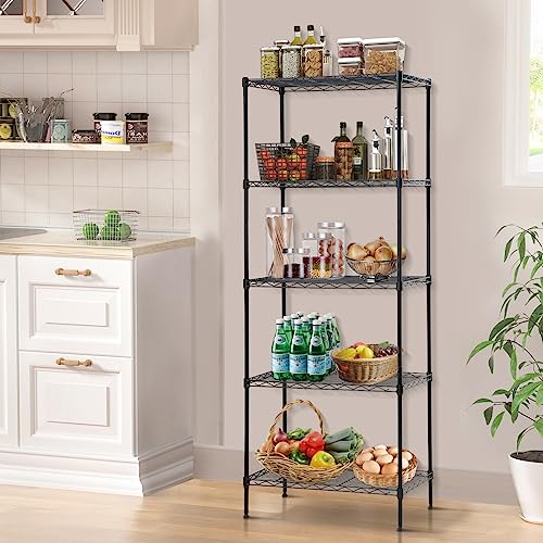 5-Tier Wire Shelving Unit, 750lb, 24 x 14 x 60 in, Black - view 2