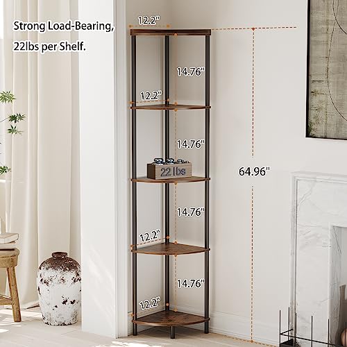5 Tier Corner Shelf, 65" Tall Corner Shelves for Living Room Decor - view 2