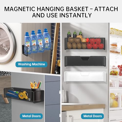2 pack Magnetic Basket Organizer Holder for Fridge Magnetic Shelf Magnetic Storage Bin Box Containers for Refrigerator Whiteboard Classroom Magnetic Organizer - view 5