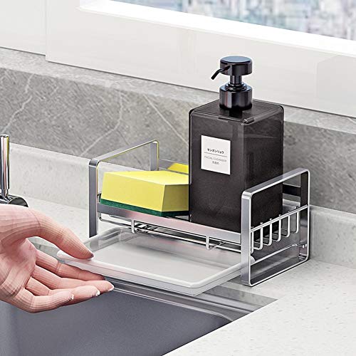 Kitchen Sponge Holder - Kitchen Sink Organizer - Sink Caddy - Sink Tray - Soap Holder - Stainless Steel,Silver - view 4