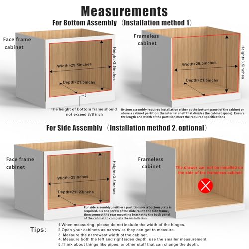 29”W x 21”D x 3”H Soft Close Slide Out Wood Drawer Organizer for Kitchen, (Cabinet Opening>29.5 inches for Bottom Assembly, Width= 29 inches for Side Assembly) - view 4