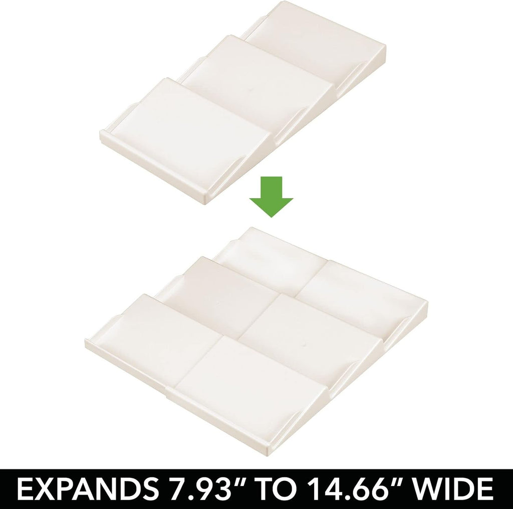 Expandable Plastic Deluxe Spice Rack, Drawer Organizer for Kitchen Cabinet Drawers, 3 Tier Slanted for Spice Jars, Food Seasoning Bottle Storage, Ligne Collection - Cream/Beige - view 4