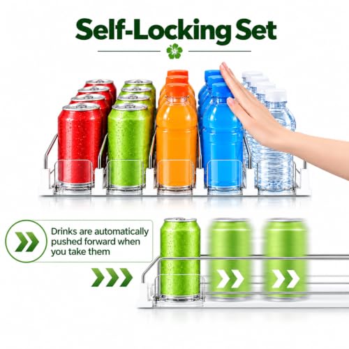 Drink Organizer for Fridge, 5 Row Automatic Adjustable Can Dispenser - view 3