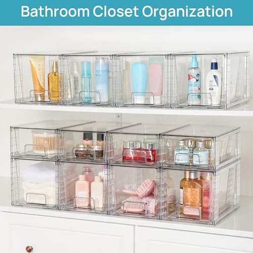 4 Pack Large Stackable Storage Drawers, Clear - view 5