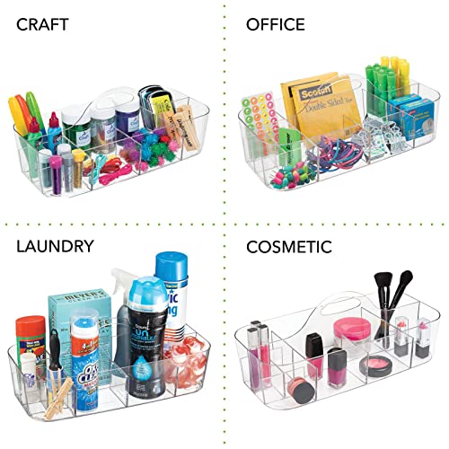 Divided Cosmetic Organizer - Plastic Caddy with Handle - Clear - view 6