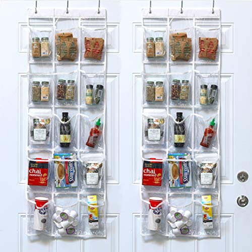 Simple Houseware 15 Pockets Clear Over the Door Pantry Organizer, 2 Pack