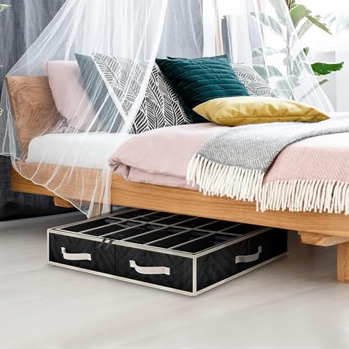 Set of 2, Under Bed Shoe Storage Organizer, Black - view 6