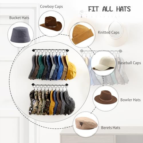 Hat Organizer Hat Rack for Baseball Caps Wall Hat Storage for 20 Caps - view 5