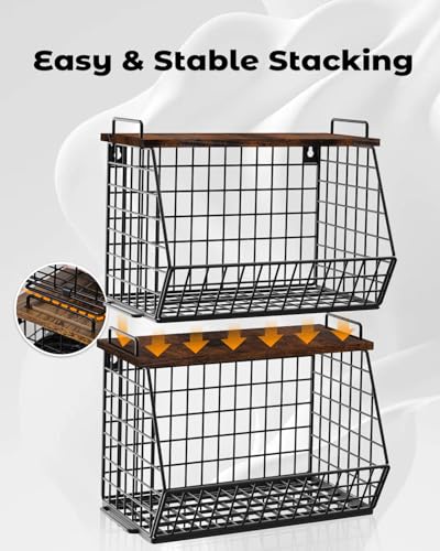 2 Pack Stackable Extra Large Trash Bag Holder Under Sink, Wall Mounted Garbage Bag Dispenser Roll Holder for 13/33 Gallon Trash Bags, Kitchen/Pantry/Laundry Room Organization Basket Storage Bin - view 4
