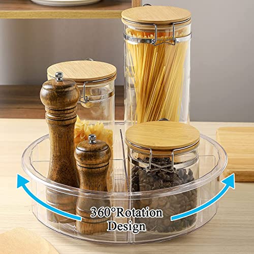 Lazy Susan Turntable, 12" Round Plastic Clear Storage Organizer with Dividers for Kitchen, Spice Rack, Cabinet, Pantry, Fridge, Freezer, Countertop - view 4