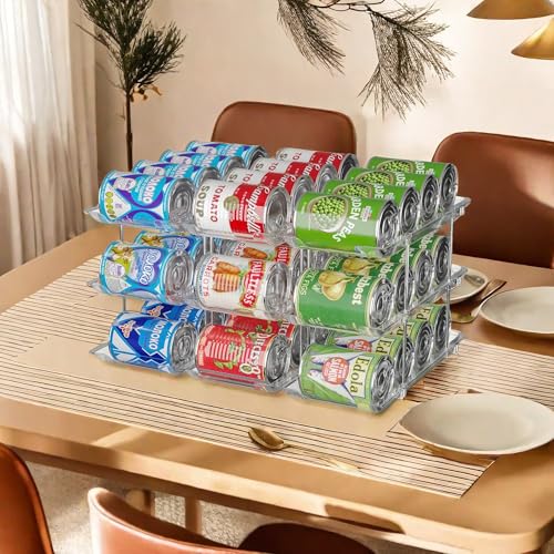 Can Organizer for Pantry, 3-Tier Stackable Can Dispenser Rack