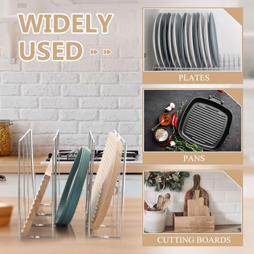 U Shaped Cookie Sheet Organizer for Cabinet Baking Sheet Organizer Kitchen Cabinet Dividers Vertical Chrome Pan Rack Storage Wires Tray Dividers Face Opening of 3.5"(Silver,2 Pcs) - view 4