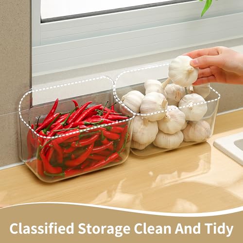 2 Pack Adhesive Cabinet Door Organizer, Compact Kitchen Under Sink Organizer, Clear Lid Storage Container for Pantry Shelves, Wall Mounted Bathroom Shower Caddy Hanging Closet Organizer - view 3