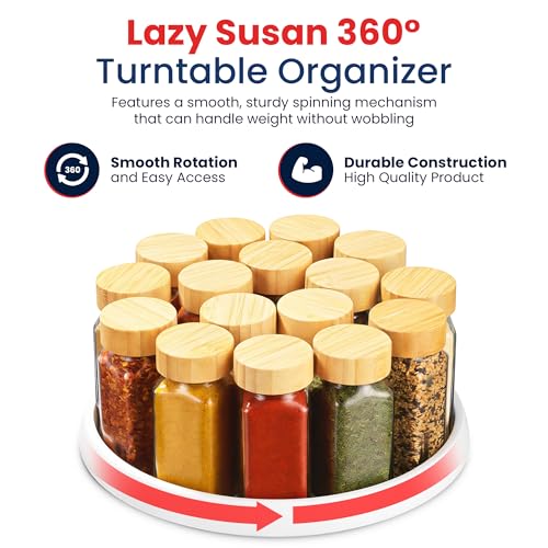 10 Inch Lazy Susan (Set of 4) - Non-Skid Turntable, White - view 2